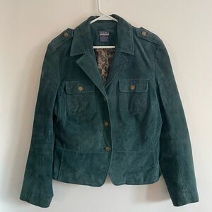 Equipment Teal Green Suede Utility Jacket